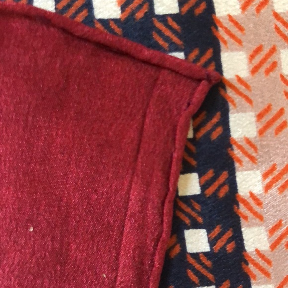 VTG Trendy Geo Square Scarf. Red, cream, blue, orange, white - Picture 9 of 13